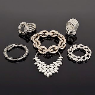 8 Pieces of Large Silver-Tone Fashion Runway Jewelry
