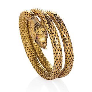 WHITING AND DAVIS COILED SERPENT BRACELET