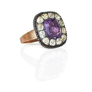 GEORGIAN FOIL BACKED AMETHYST AND PASTE RING