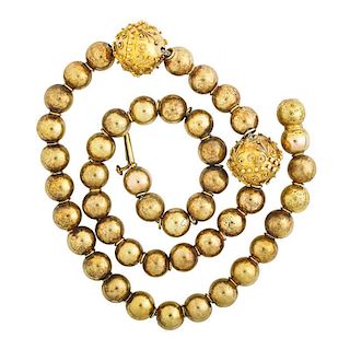 VICTORIAN YELLOW GOLD BEAD NECKLACE