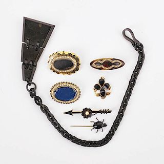 COLLECTION OF VICTORIAN MOURNING JEWELRY