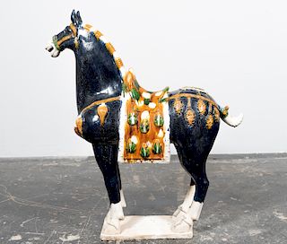 Chinese Large Sancai Glaze Tang Horse