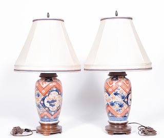 Pair, Imari Porcelain Table Lamps