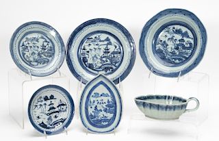 Chinese Export Blue & White Canton, 6 PCS