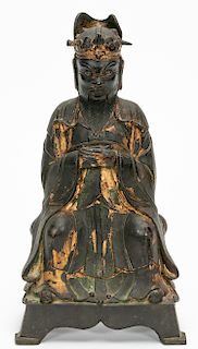 Chinese, Bronze Figure of Seated Ancestor