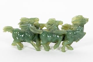 20th Cent. Chinese Jade Running Horses Sculpture