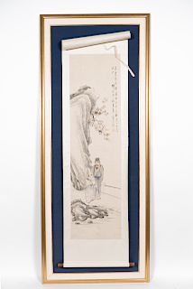 Chinese Framed Scroll Painting, Figural Motif