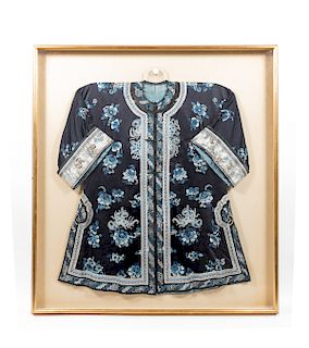 Blue & Black Framed Embroidered Chinese Jacket