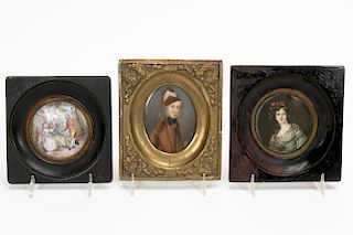 Group of 3 Continental School Miniature Portraits