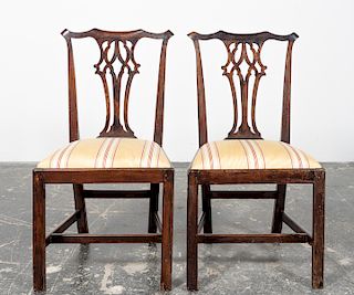 Pr, English Chippendale Side Chairs, 19th Cent.