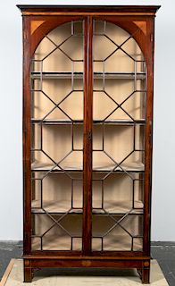 E. 20th C. English Inlaid Mahogany Display Cabinet