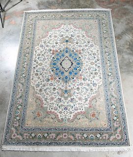 Hand Woven Silk Tabriz Rug, 6' 8" x 10' 6"