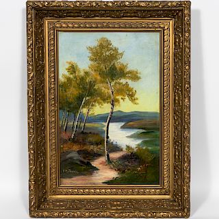 American School, River Landscape with Birch Trees