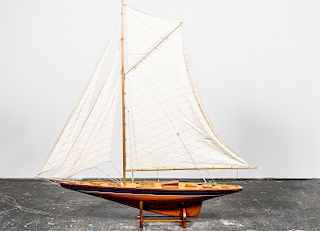 Large Model Sail Boat / Schooner on Wooden Stand