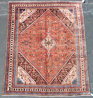 Hand Woven Hamedan Rug or Carpet, 8' 7" x 11' 7"