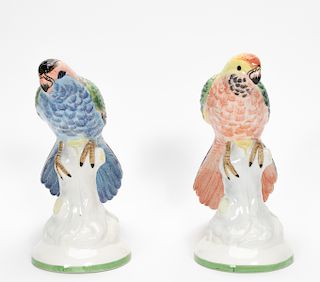 Pair, Italian Chelsea House Parrot Figurines