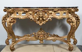 19th C. Louis XV Style Marble Top Console Table