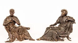 Pair of Bronze Figural Sculptures, Moreau & Doriot