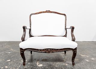 Early 20th C. French Stained Softwood Settee