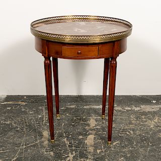French Marble & Fruitwood Bouillette Table