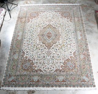 Hand Woven Silk Tabriz Rug, 9' 11" x 13' 10"