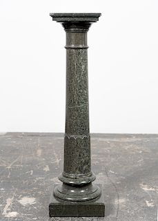 Single Green Marble Column Form Pedestal