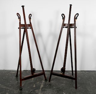 Pair, Egyptian Revival Style Swan Motif Easels