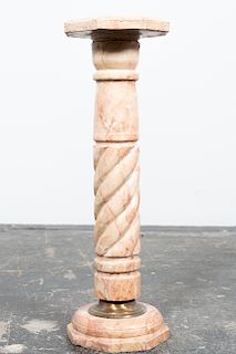 Pink Marble Solomonic Column Form Pedestal