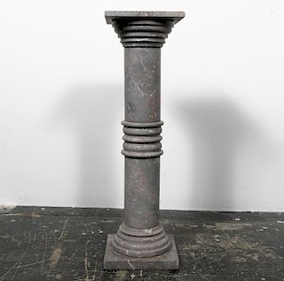Gray Marble Column Form Pedestal
