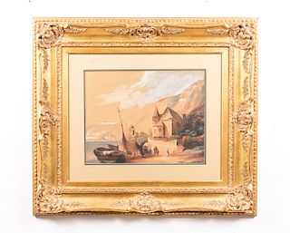 Continental School, 19th C. Watercolor, Signed