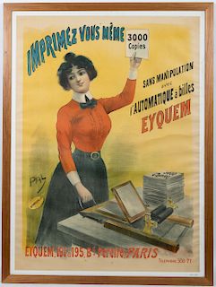 Oversized French Eyquem Printing Poster, C. 1899