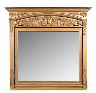 Large Gold Overmantel Beveled Mirror, Late 19th. C