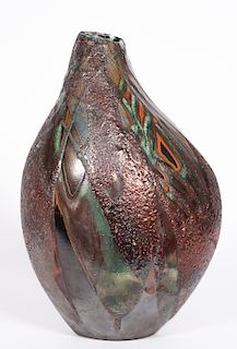 Tony Evan Raku Pottery Iridescent Ceramic Vase