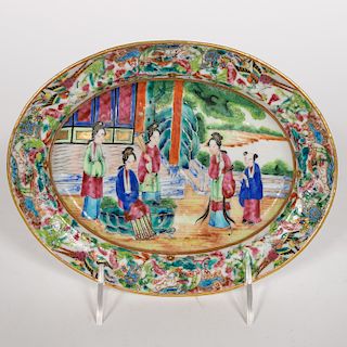 Chinese Rose Medallion Small Oval Dish