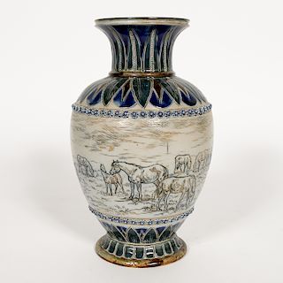 Doulton Lambeth, Hannah Barlow Horse Vase