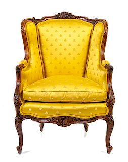 A Louis XV Style Bergere Height 42 x width 29 1/2 x depth 30 inches.