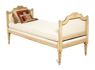 A Louis XVI Style Painted Daybed Height 31 1/2 x width 65 x depth 27 inches.