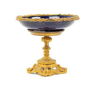 * A Gilt Bronze Mounted Sevres Style Porcelain Tazza Height 5 inches.