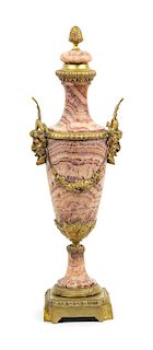 A French Gilt Bronze Mounted Marble Urn Height 22 1/2 inches.