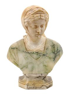 An Italian Alabaster Bust of Beatrice Height 16 inches.