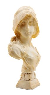 An Italian Alabaster Bust of Ruth Height 21 3/4 inches.