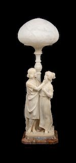 An Italian Alabaster Figural Lamp Height 26 inches.