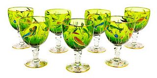Seven Italian Glass Goblets Height 7 3/8 inches.