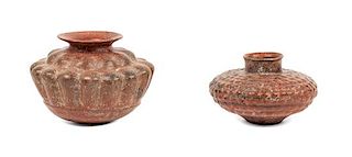 A Pair of Pre-Columbian Pottery Vessels Diameter of larger 11 inches.