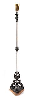 A Neoclassical Bronze Floor Lamp Height overall 62 7/8 inches.
