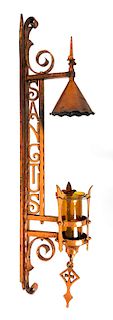 A Continental Wrought Copper Sanctuary Lantern Height 42 1/4 inches.