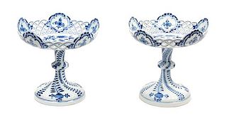 A Pair of Meissen Porcelain Reticulated Compotes Height 8 7/8 inches.