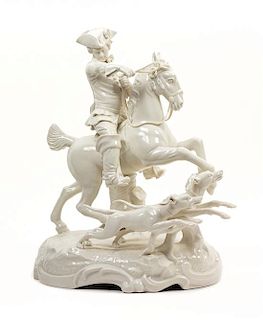 A Nymphenburg Blanc-de-Chine Porcelain Figural Group Height 18 x width 16 inches.