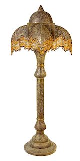 A Turkish or Egyptian Pierced Brass Floor Lamp Height 78 inches.
