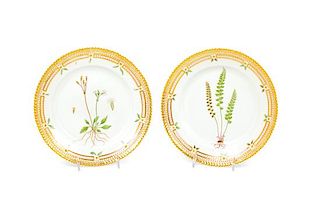 * Two Royal Copenhagen Flora Danica Porcelain Side Plates Diameter 7 3/4 inches.